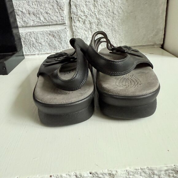 SAS Womens Size 8.5 Wide Trio II Black Open Toe Buckle Slingback Comfort Sandals - Picture 4 of 6